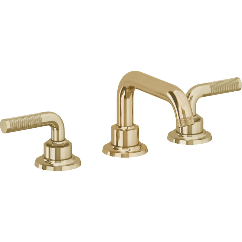 Descanso 8" Widespread Lavatory Faucet with Knurled Handle and Completely Finished ZeroDrain, Polished Brass