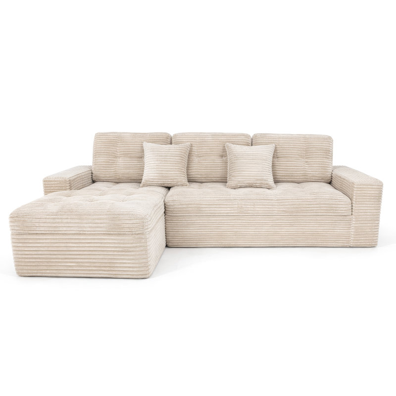 Ensemble de canapé modulaire Cloud, canapé modulaire bricolage 105 po avec repose-pieds, canapé de salon en velours de fausse fourrure de lapin, blanc cassé