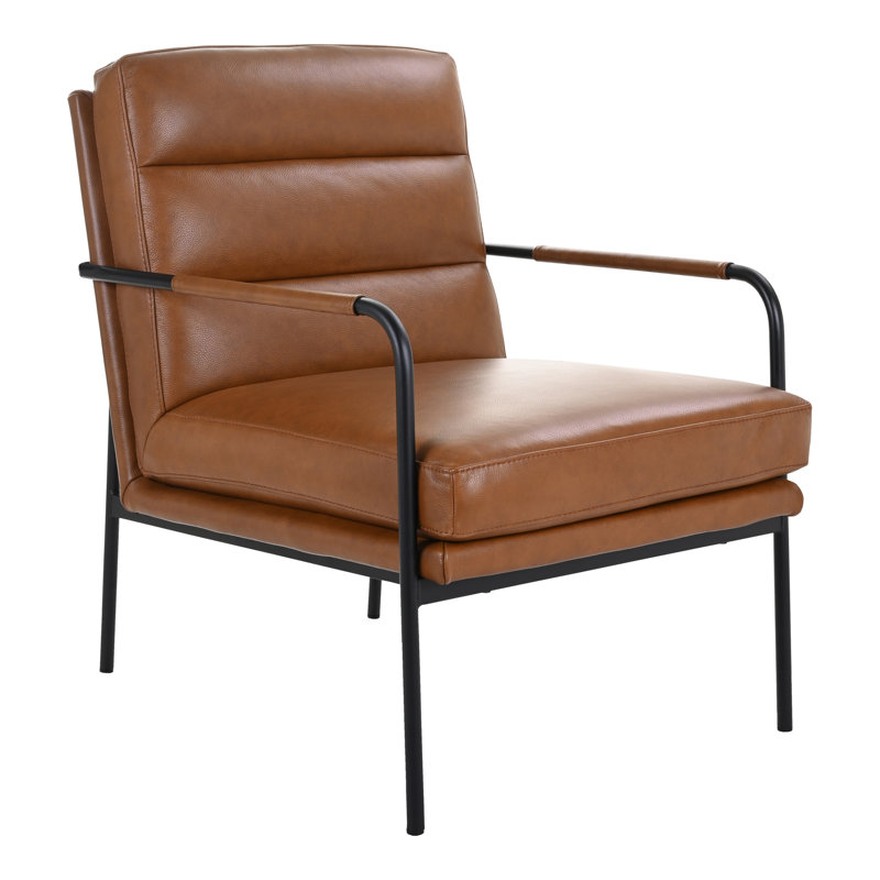 Fauteuil en cuir fleur K 23,5 po Keeley, Cuir grainé brun