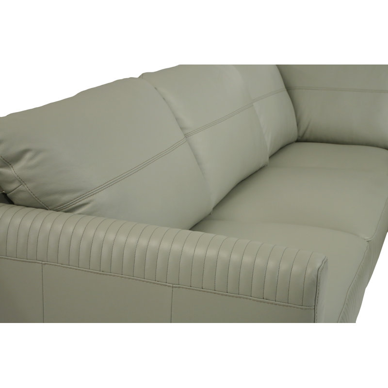 Canapé modulaire Ashleigh, Orienté vers le côté droit, Cuir véritable vert olive pâle