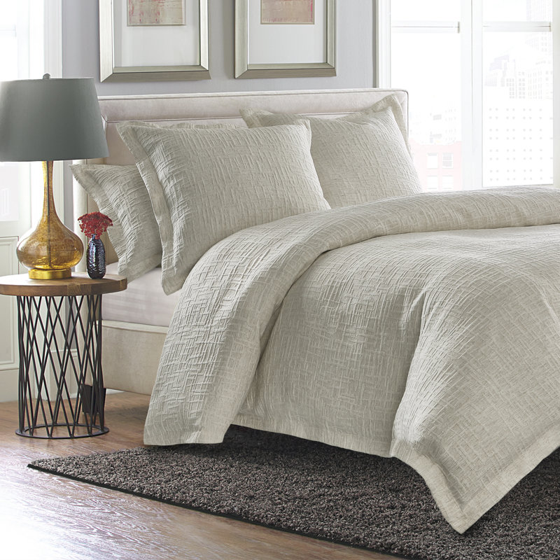 Hillton Duvet Set, Natural, King Duvet Cover + 5 Shams