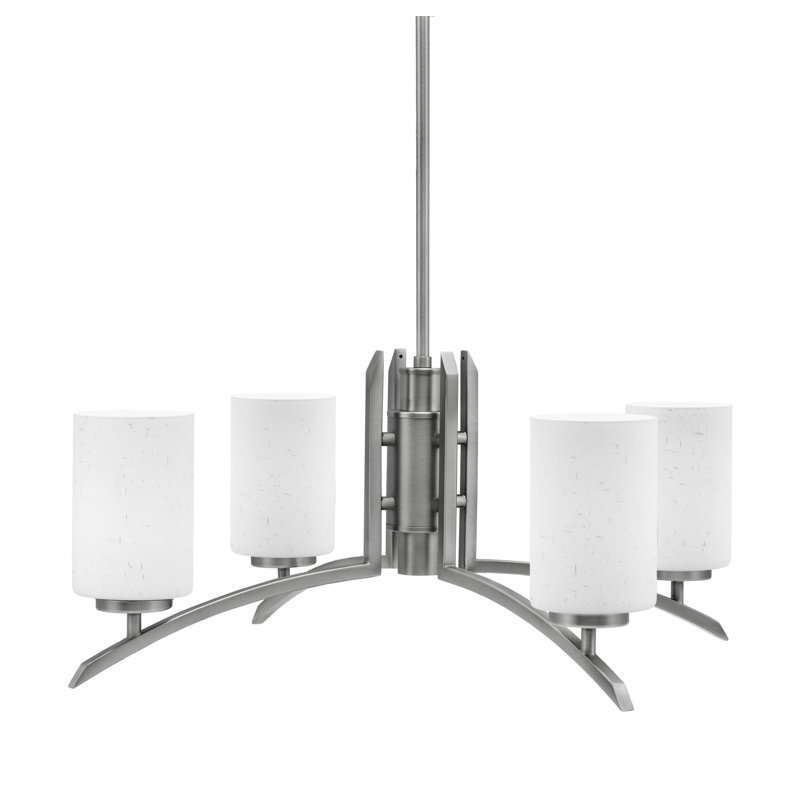 Lustre lumineux en verre mousseline de 4 po Kurve, H 58,25 po x l 26 po x P 26 po, Graphite, 4