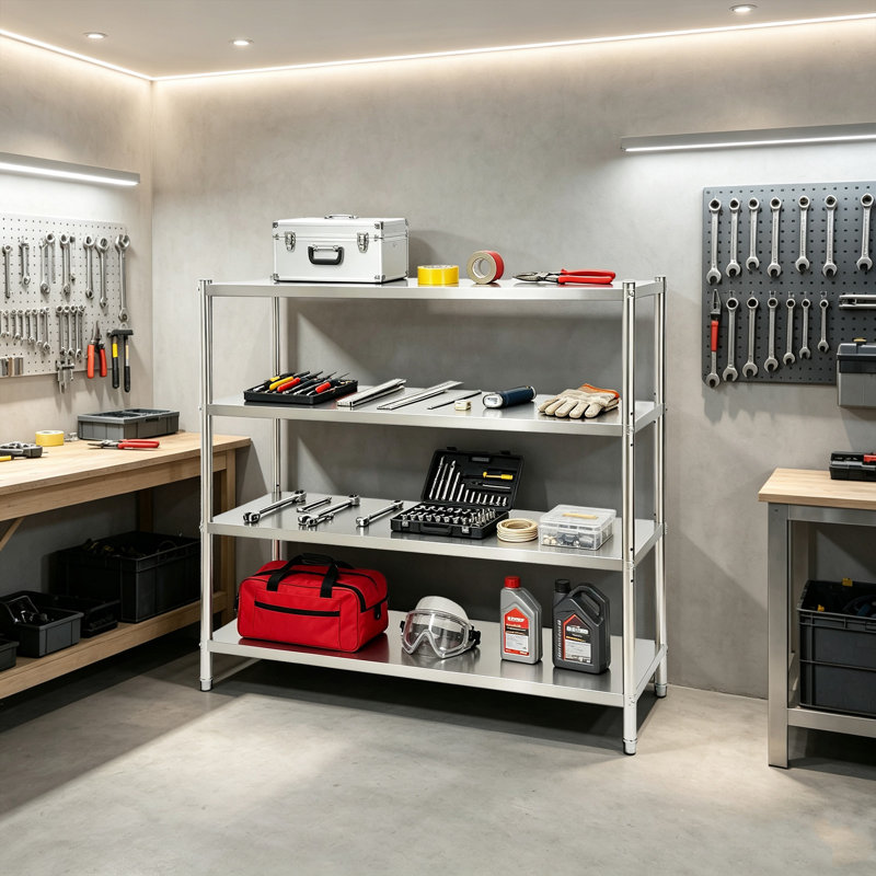 4 Tier Stainless Steel Adjustable Shelving