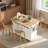 Fluted Kitchen Island With Drop Leaf, Power Outlet, Towel Rack, Spice Rack And Open Compartment-1591739946