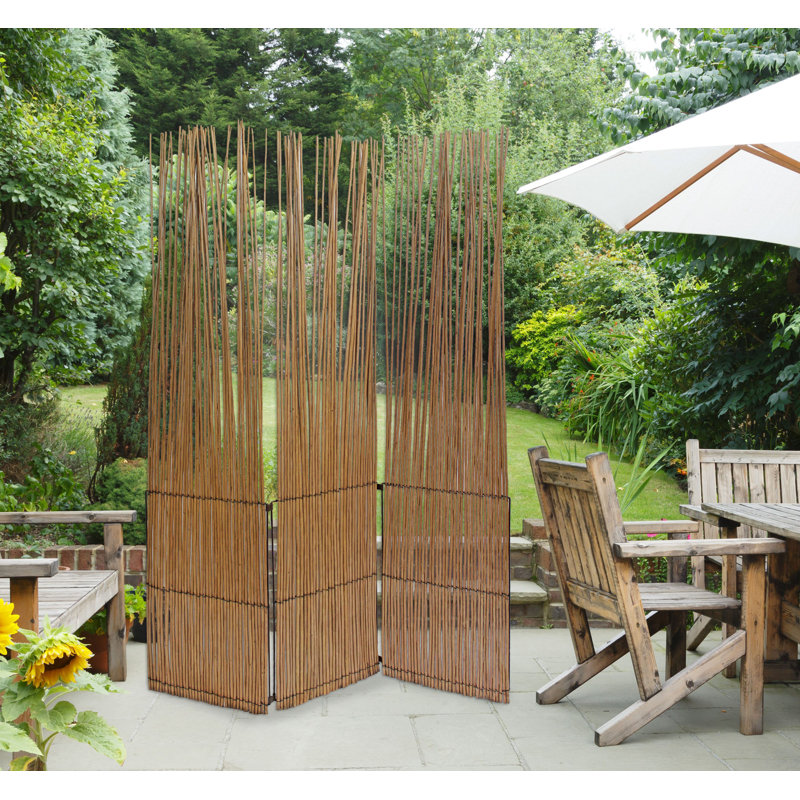 Lowry 47'' W x 69'' H 3 - Panel Folding Room Divider, Brown