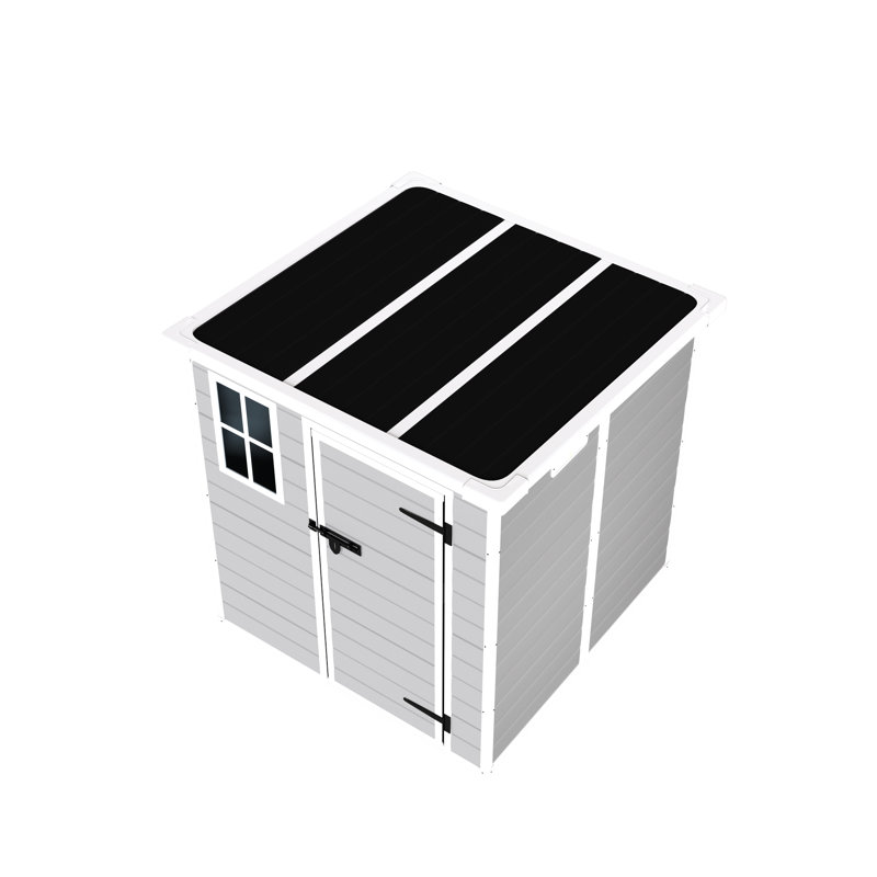 Remise extérieure en polypropylène, 6 pi x 6 pi, imperméable avec fenêtre, portes verrouillables pour le plancher de la cour arrière, rangement pour vélos