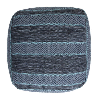 Striped Woven Cotton Square Pouf - 14"