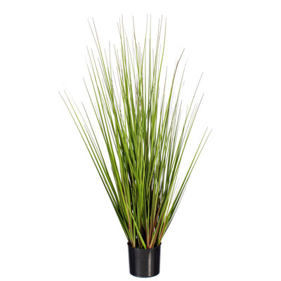 36" Artificial Potted Green/Burgundy Flax Grass