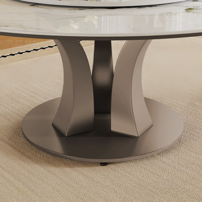 Table de salle à manger 59 po ronde avec plateau tournant rotatif résistant et résistant à la chaleur pour la salle à manger et la cuisine (8 chaises)