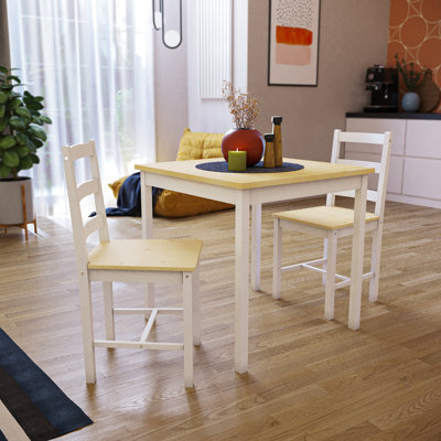 Maymie 2 - Person Pine Solid Wood Dining Set