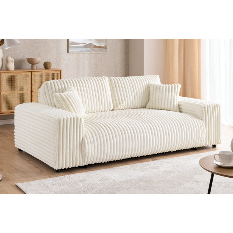 Mollis 2 Seater Corduroy Sofa, Light Beige