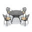 Ensemble de salle à manger d'extérieur rond 4 personnes 48,03 po avec trou pour parasol, 4 fauteuils, coussins beiges-164153785