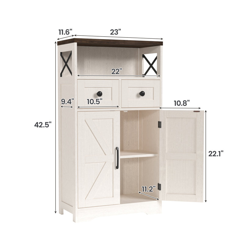 Storage Cabinet With Doors And Drawers, White/Brown