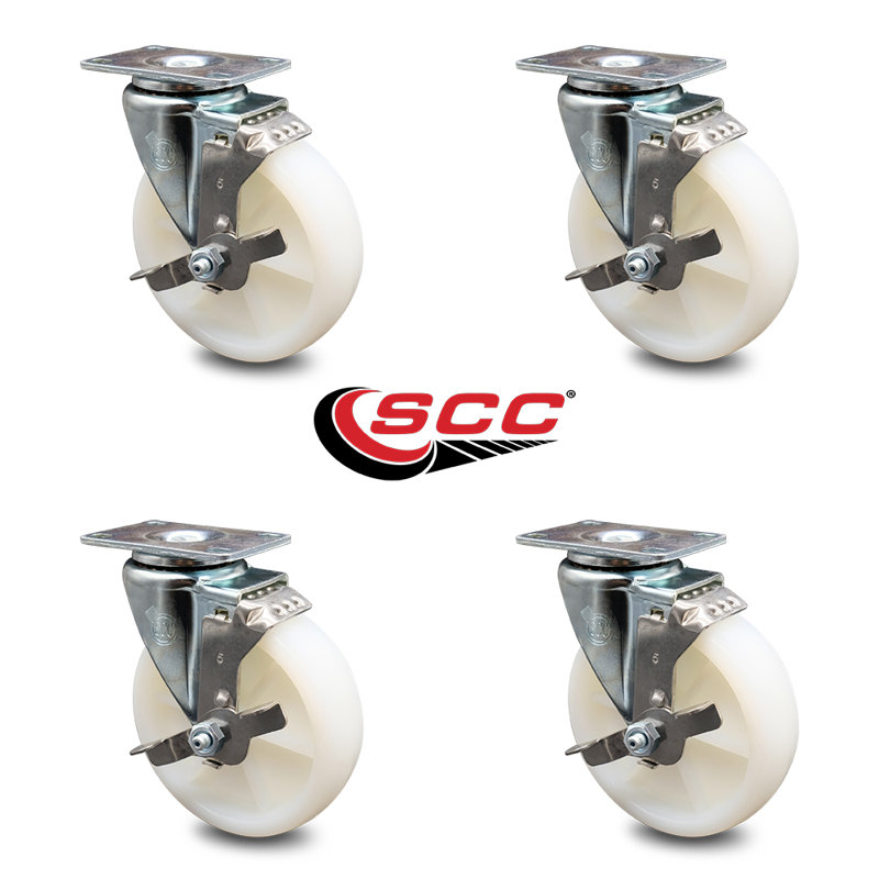 Nylon Top Plate Caster with Brake