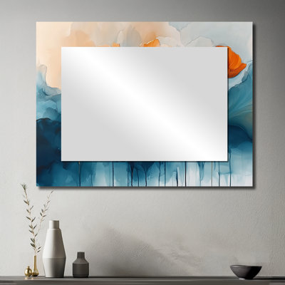 Turquoise aqua de fleurs de renoncule I - art mural miroir floral - imprimé sur métal