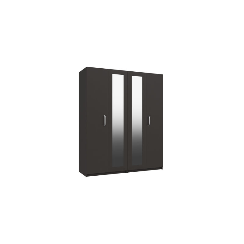 Narvaez 4 Door Manufactured Wood Wardrobe, Graphite Gloss