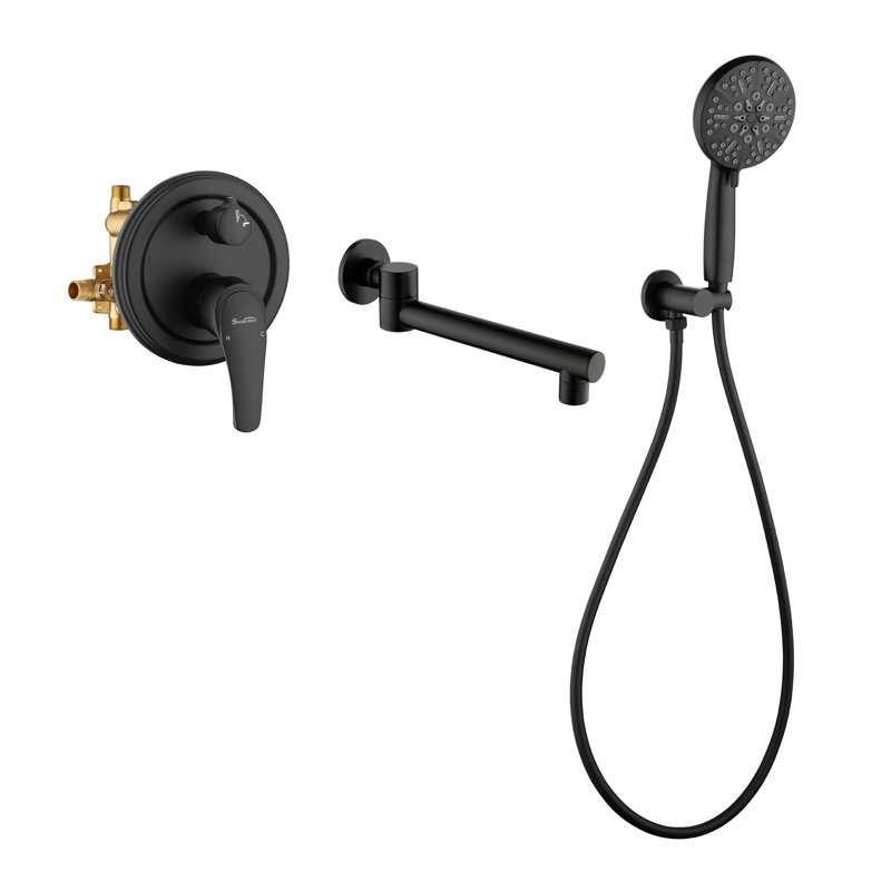 Wall Waterfall Faucet with Diverter, Matte Black