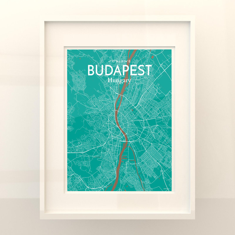 Budapest City Map in Nature 1 Piece Wall Art, 20cm H x 16cm W x 0.05cm D