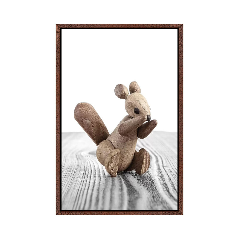 Squirrel Zooline - Print on Canvas, 66.04 cm H x 45.72 cm W, Classic Brown Wood Framed