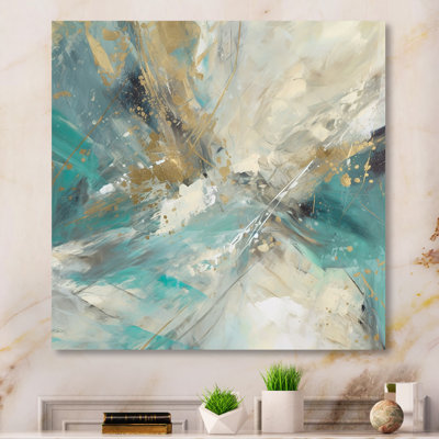 " Golden Hour in Turquoise Waves VI " Mixed Media Print