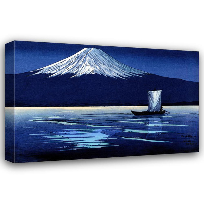 «Moonlight on Mt. Fuji» par Lilian May Miller - Art mural sur toile tendue avec châssis, H 33 po x l 48 po
