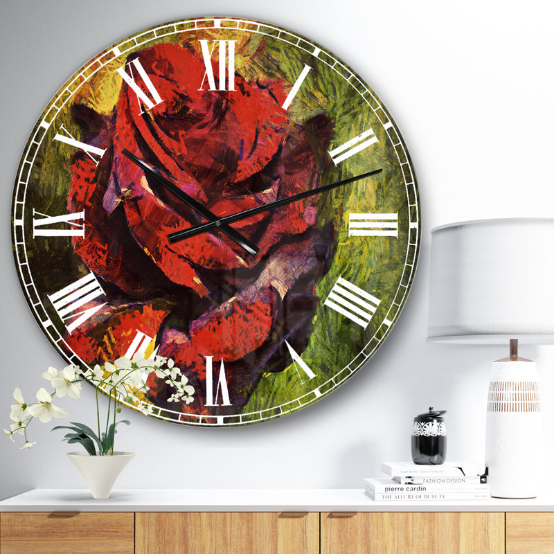Illustration d'une rose rouge sur fond vert, Surdimensionné