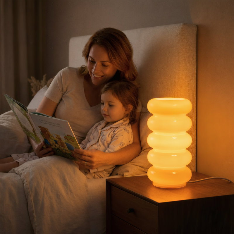 5-Tier Stacked Bubble Opal Glass Table Lamp with Dimmer & Colour Temperature Control, Orange