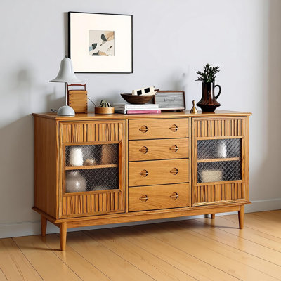 All-solid wood vintage storage sideboard