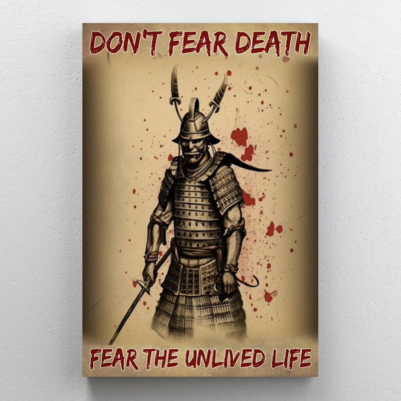 Samurai Dont Fear Mort - 1 pièce, reproduction d'art graphique sur toile tendue, H 36 po x l 24 po x P 1,25 po
