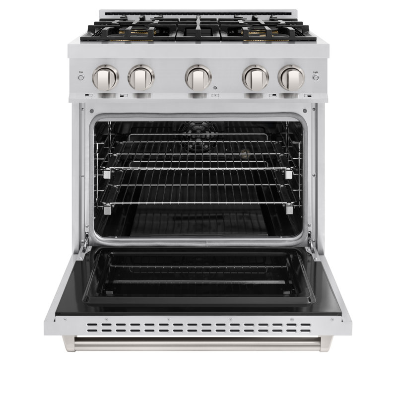 ZLINE 30 in. Classic Gas Range with DuoPro Cooktop and Convection Oven in Black Stainless Steel, Stainless Steel, Dual Fuel