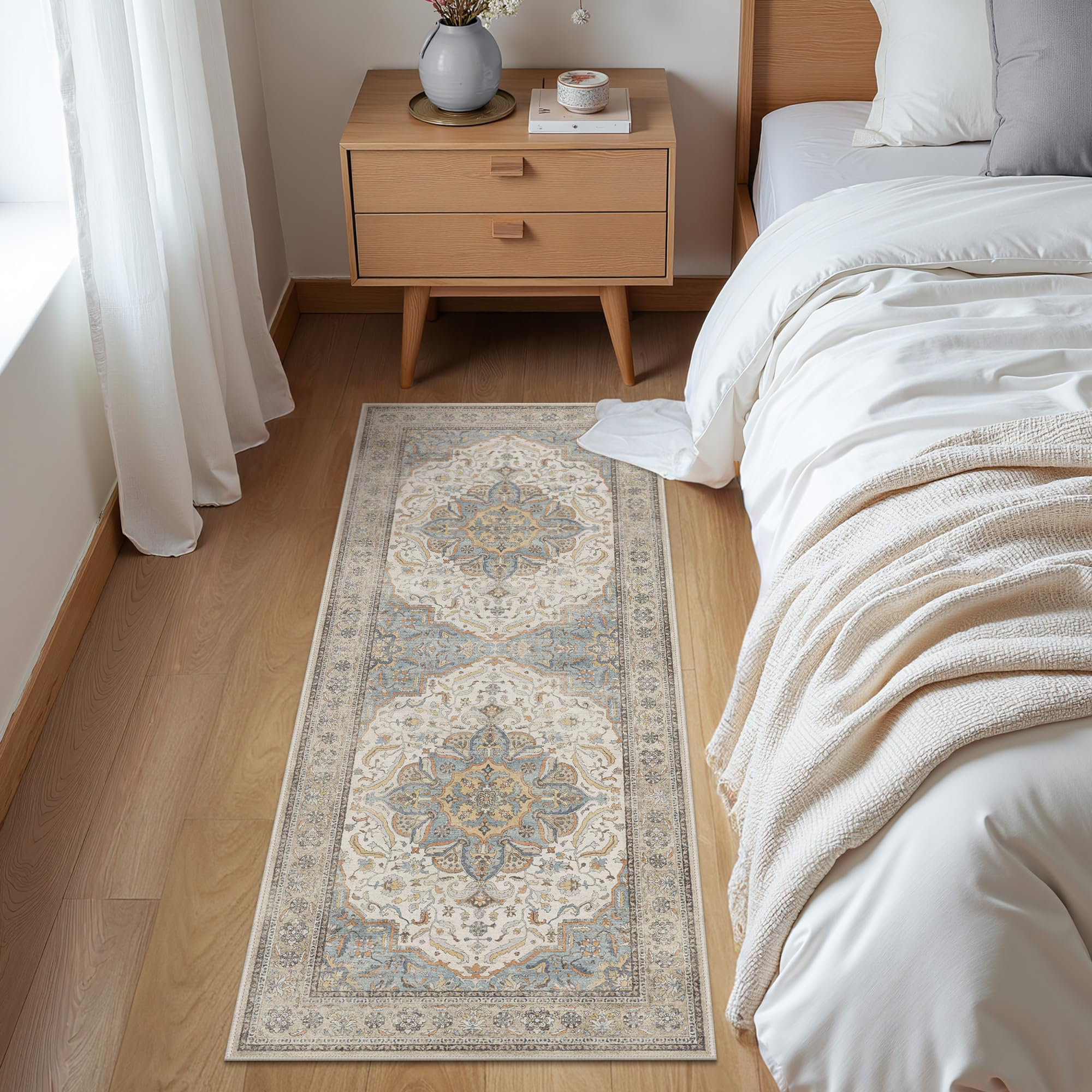 Bungalow Rose Oriental Washable and Non-Slip Performance Beige / Gray ...