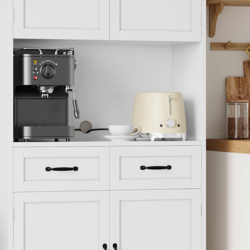 Armoires de rangement pour garde-manger de 71 po avec 2 tiroirs Kalauni, Blanc