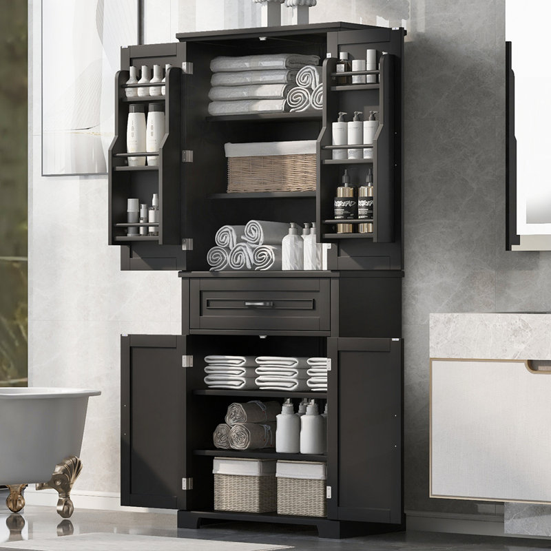 Armoire de rangement polyvalente avec tablette réglable, Noir