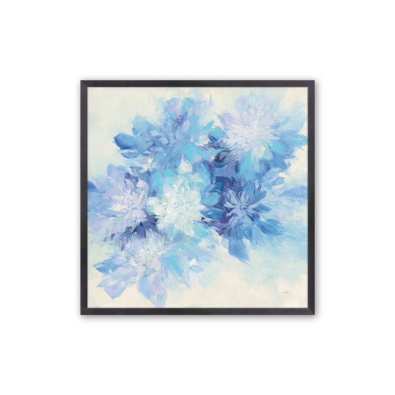Motif de neige en fleurs, H 13,75 po x l 13,75 po, Cadre simple en zinc patiné, bois massif