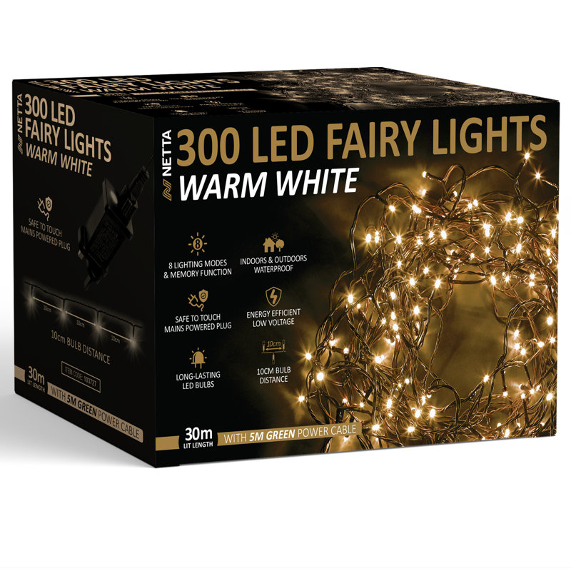 NETTA 300 LED Fairy Indoor / Outdoor String Lights, Warm White