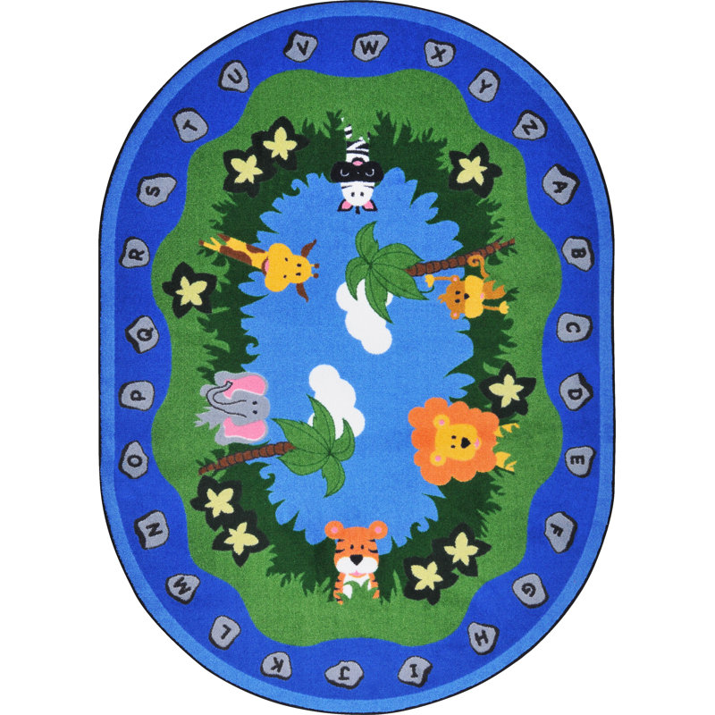 Tapis Jungle Peeps © par Joy Carpets, Ovale 5 pi 4 po x 7 pi 8 po