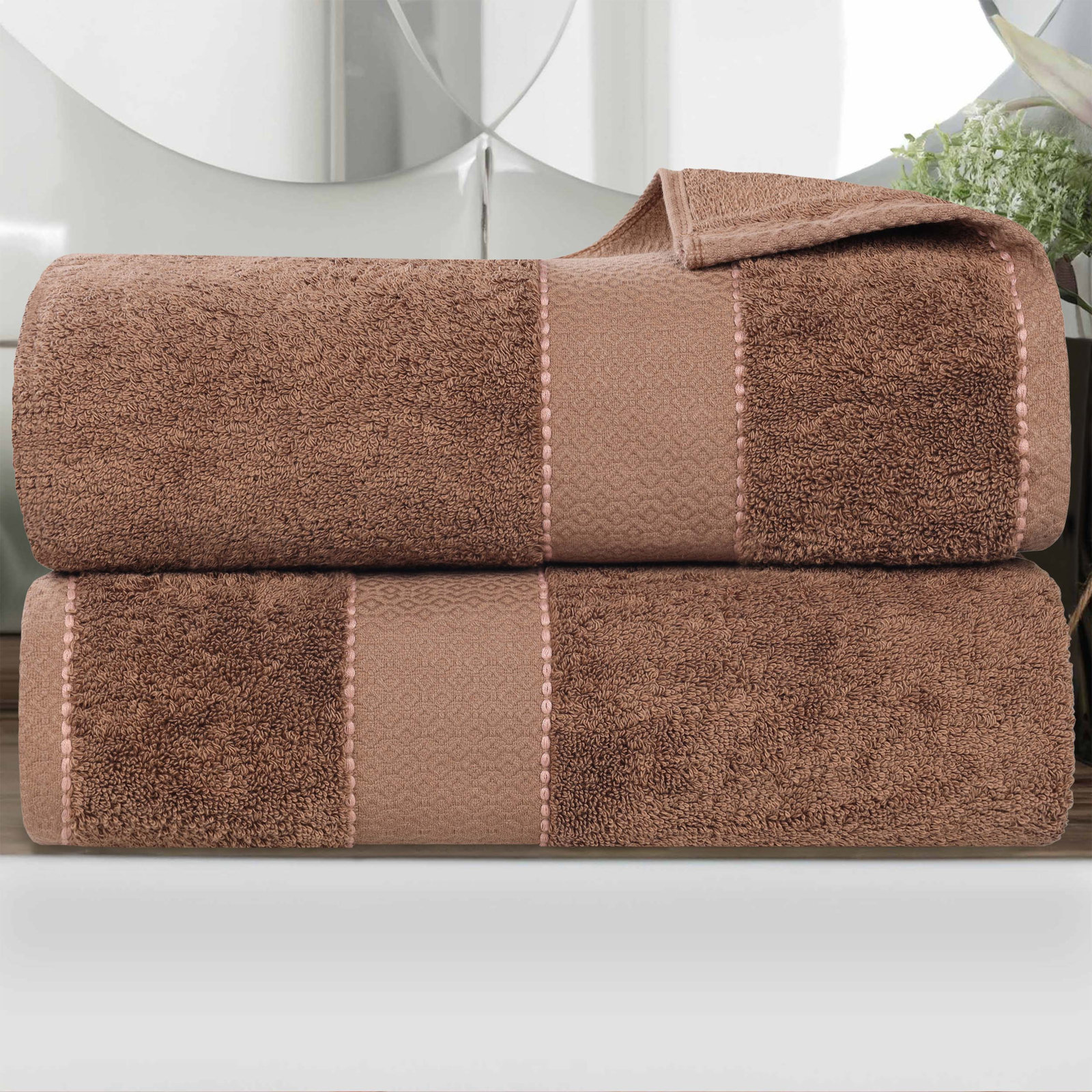 Abrianna Giza Cotton Bath Sheet, Chocolate