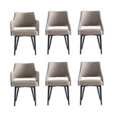 6-Piece Hickson Leatherette Dining Chair with Metal Legs