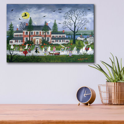 Art mural en verre épique «Halloween In South Branch» par JL Munro, 16 po x 12 po
