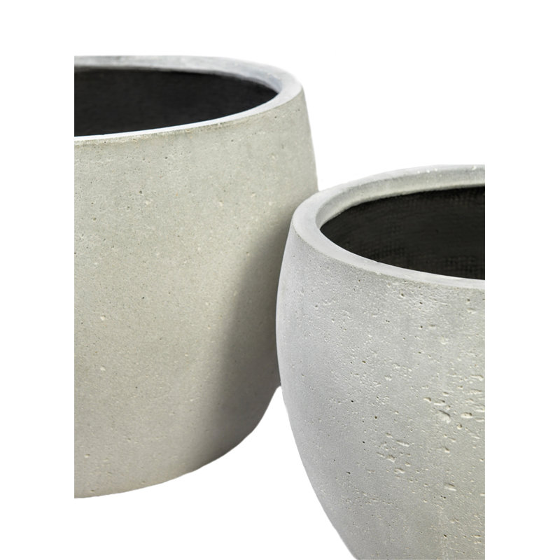 Sandora White Low Round Planter – Handcrafted Texture, Indoor/Outdoor Use, Weather-Resistant Garden & Patio Décor, Sandstone Planter