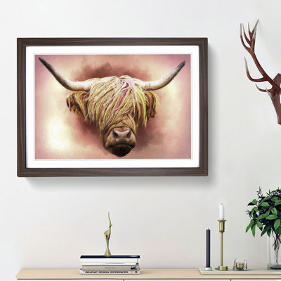 Head of a Highland Cow in Abstract by Adam BG - Picture Frame Painting Print on MDF