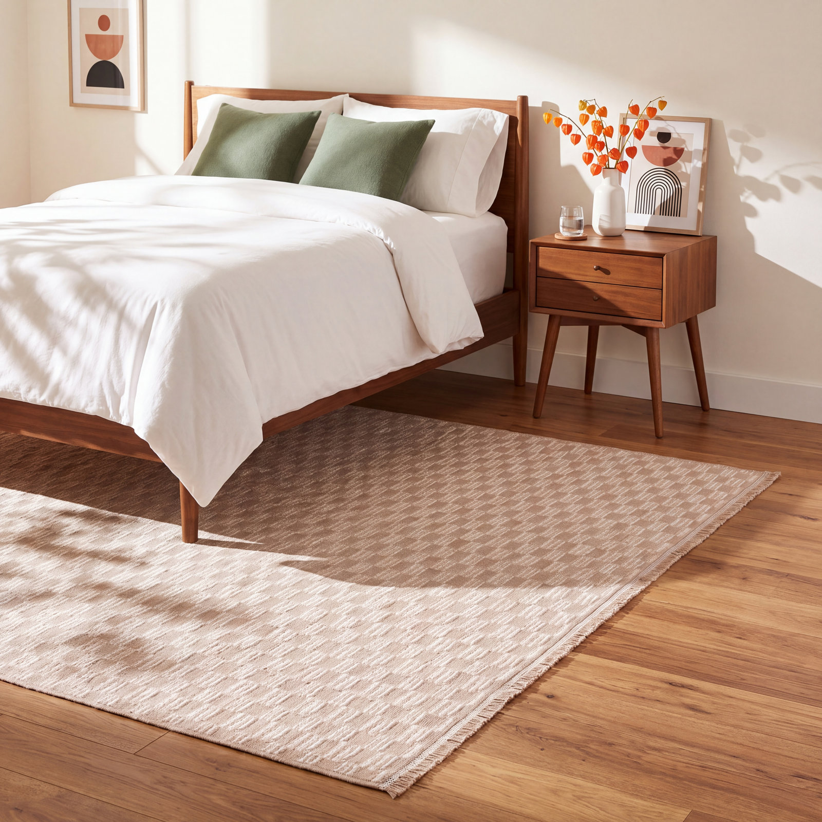 Eloi Natural Ivory Checkered Jute Rug, Rectangle 8' x 10'
