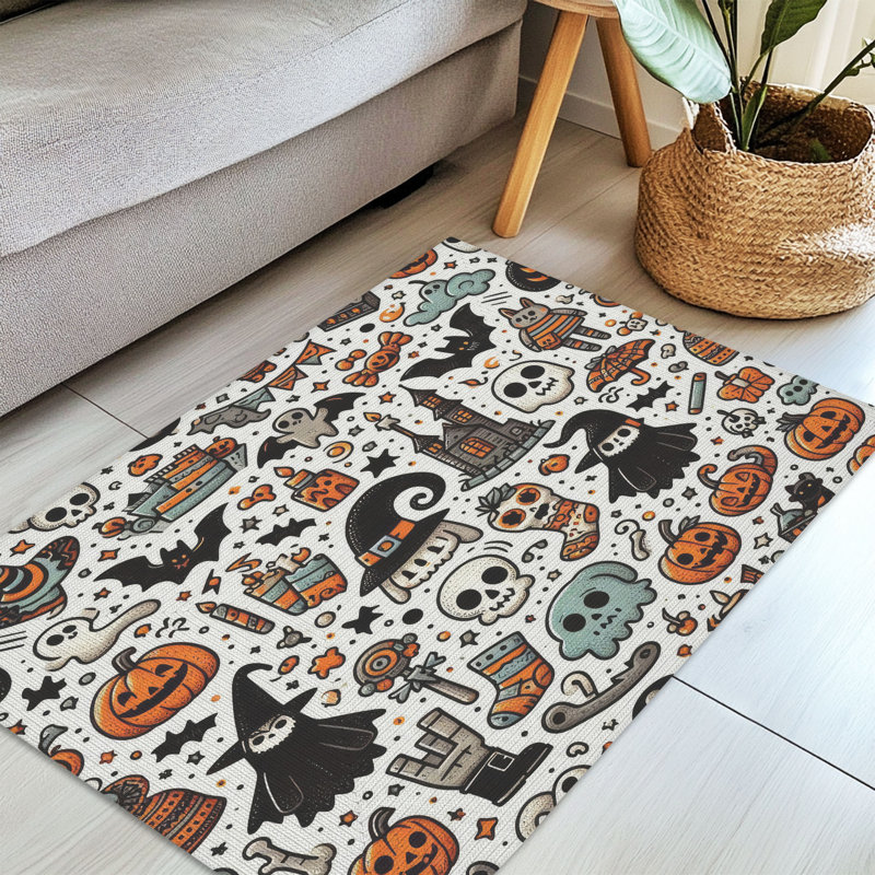 Adorable Boo! Tapis tressé, Rectangulaire 3 pi x 5 pi