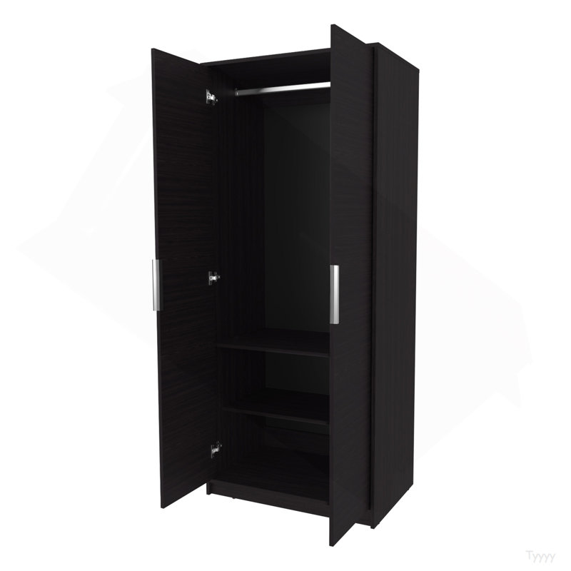 Armoire à 2 portes et 2 tablettes avec porte-chaussures Wengue
