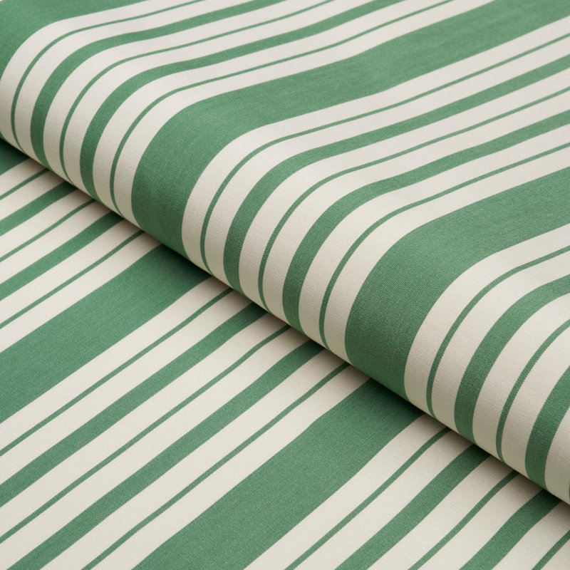 Schumacher x Mark D. Sikes Markie Stripe Fabric, Emerald