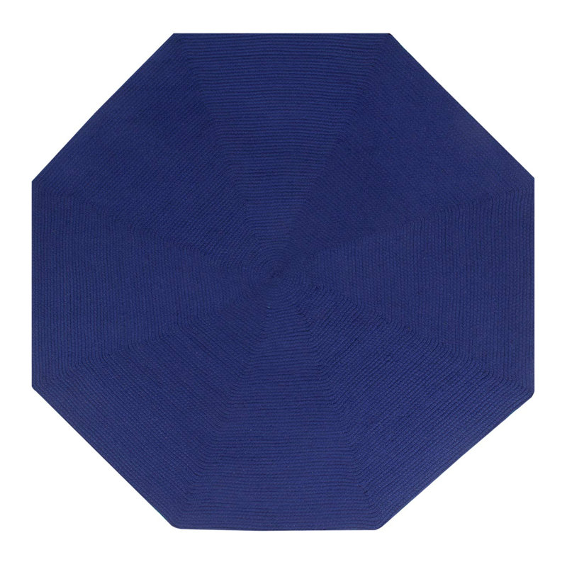 Vienne Solid Color Machine Made Braided Polypropylene Indoor Outdoor Area Rug, Octagonal 12', Navy