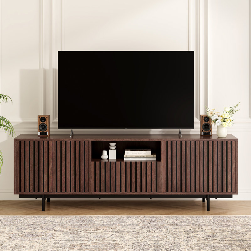 Unfinished TV Stand for TVs up to 70", Dark Walnut