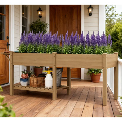 Boîte de jardin surélevée avec table d'appoint