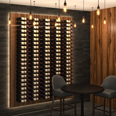 Indurial 54-Bottle Wall-Mounted Metal Wine Rack Kit in Matte Black – 72" Tall Modular Label-Forward Display