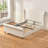 54" Velvet Scroll Wingback Queen Sleigh Bed Frame with Vintage Walnut Legs, No Box Spring Needed, Cream-253526930-253526931